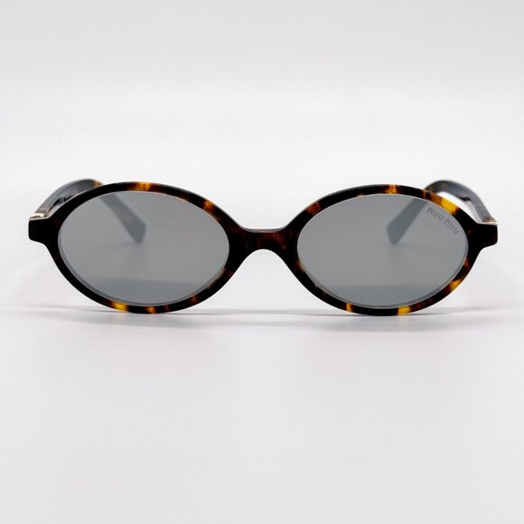 NEW MIU MIU MU04ZS VAU07F OVAL HAVANA SILVER WOMEN SUNGLASSES MU04ZSF VAU07F - Picture 3 of 9